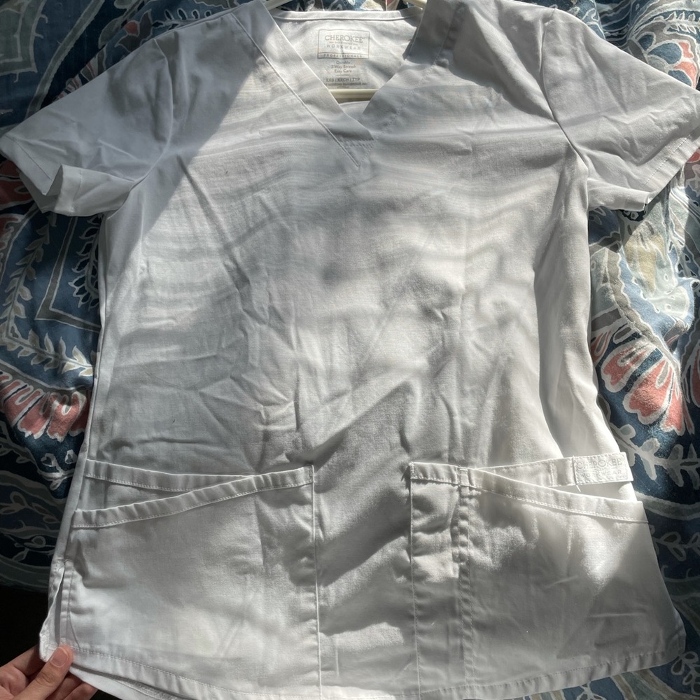 Cherokee white scrub top
